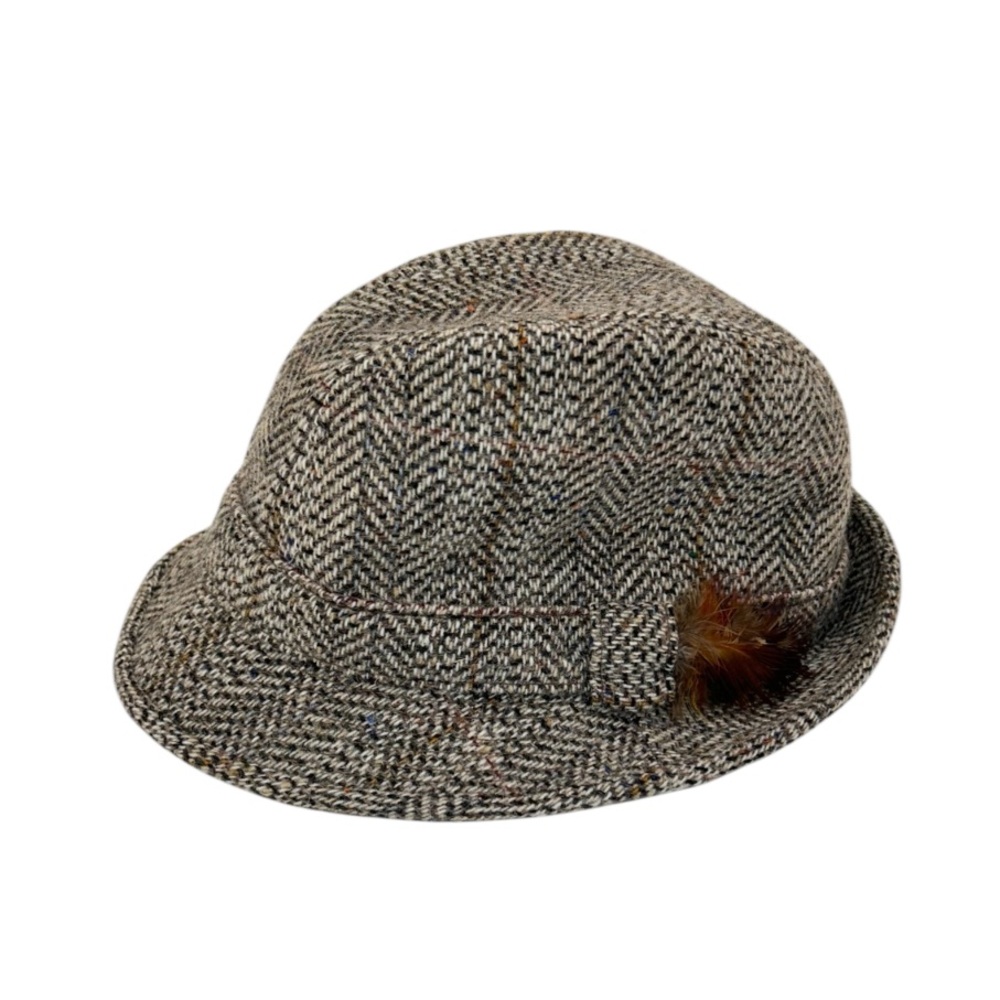 Vintage St Michael Brown 100% Pure New Wool Tweed Hat